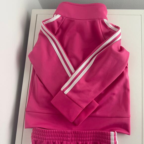 Adidas Toddler Girls Full-Zip Activewear Track Suit Pink Stripe 2-Piece Set 18M - Picture 5 of 9
